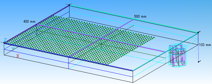 3-D simulation model ( 1/4 of the whole domain )