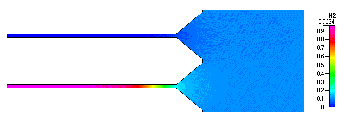 H2 mass fraction ( without Cut-Diffusion at inlet, long inlet )