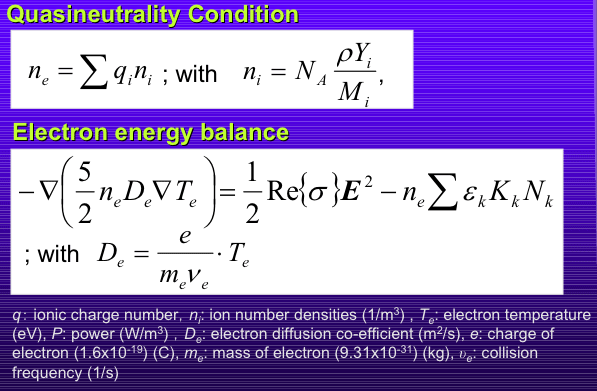 governing equation for plasma ( electron )